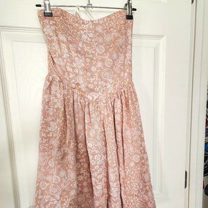Strapless Floral Pink Mini Dress
